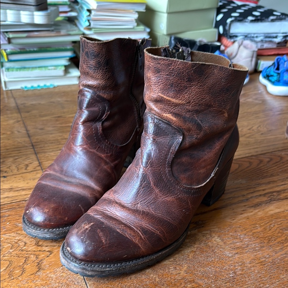 Freebird Vintage Brown Leather Ankle Booties